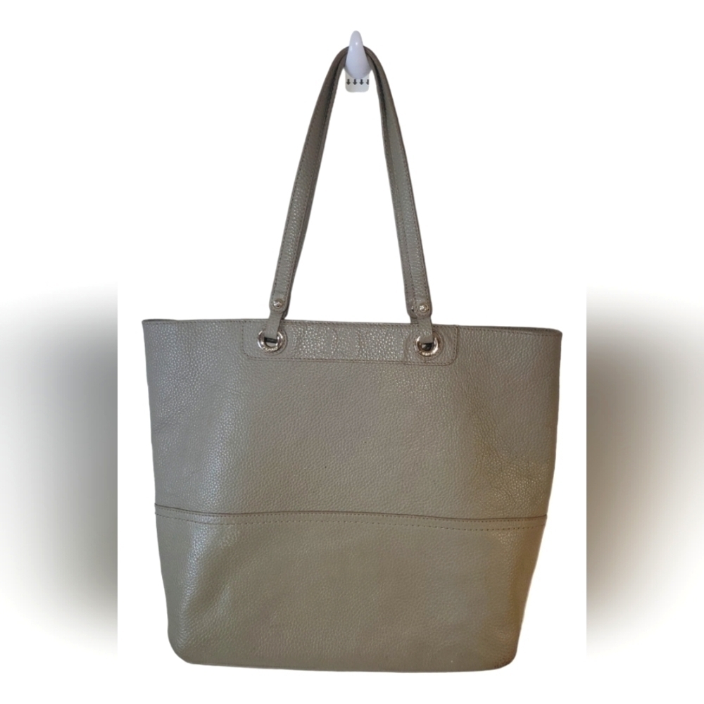Oroton Taupe Mushroom Pebbled Leather Shoulder Shopper Hobo Bag